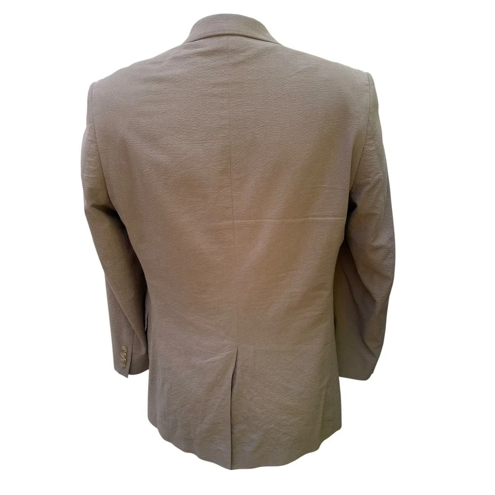 Lauren Ralph Lauren Blazer 40R Tan Seersucker Cotton Sport Coat 2-Button Preppy